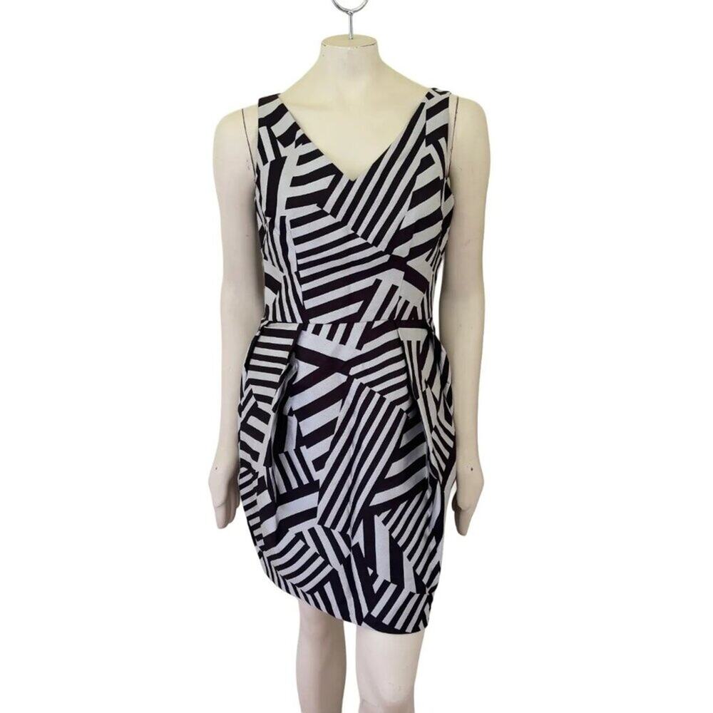 NEW IVY + BLU Nordstrom Jacquard Fit & Flare Dress in Black & Silver  SIZES 4, 8